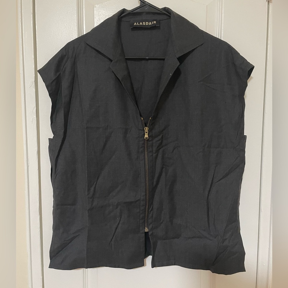 Alasdair Charcoal Black Oversized Zipper Vest Size 0